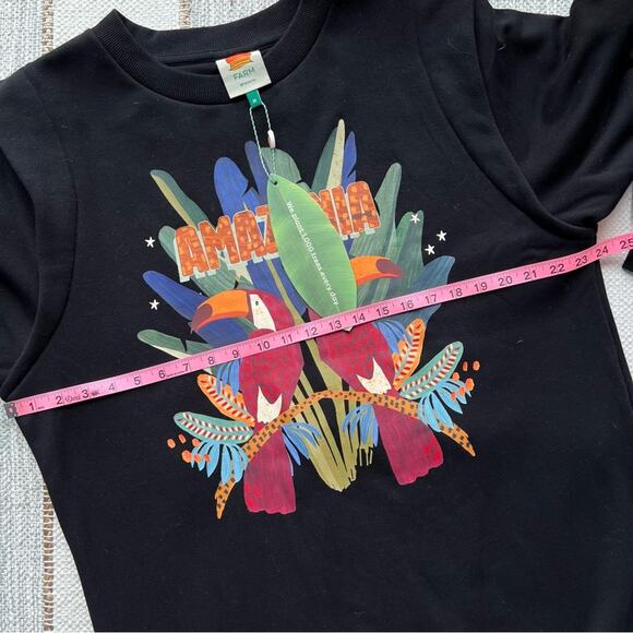 Farm Rio Amazonia Black Long Balloon Sleeves Sweat Dress Women’s Size Medium - Picture 6 of 11